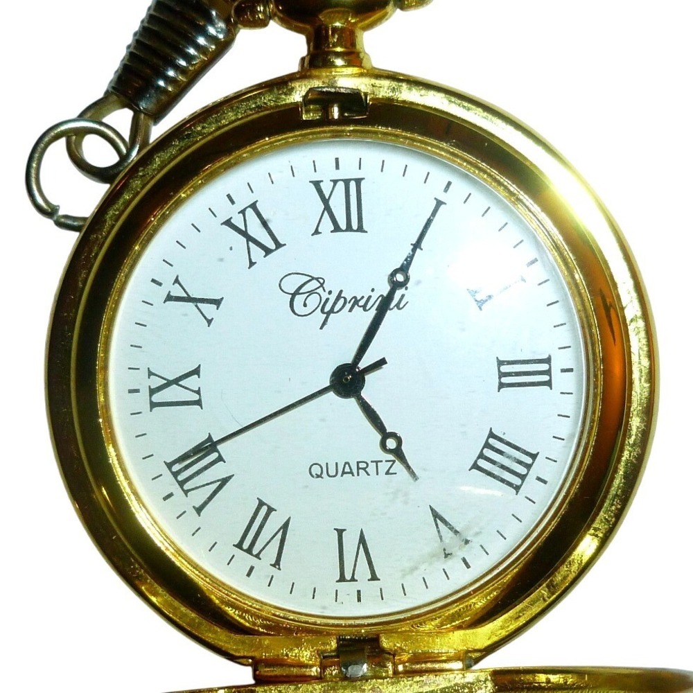 Cipriani Floral Engraved Quartz Pocket Watch Hunter Case New Battery